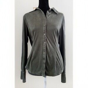 Vintage Valerie Stevens Y2K Collared Long Sleeve Suede Feel Blouse Button-Up